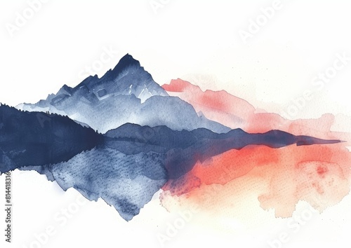 Serenity Found: Mountain Landscape on White Background Generative AI © AlexandraRooss