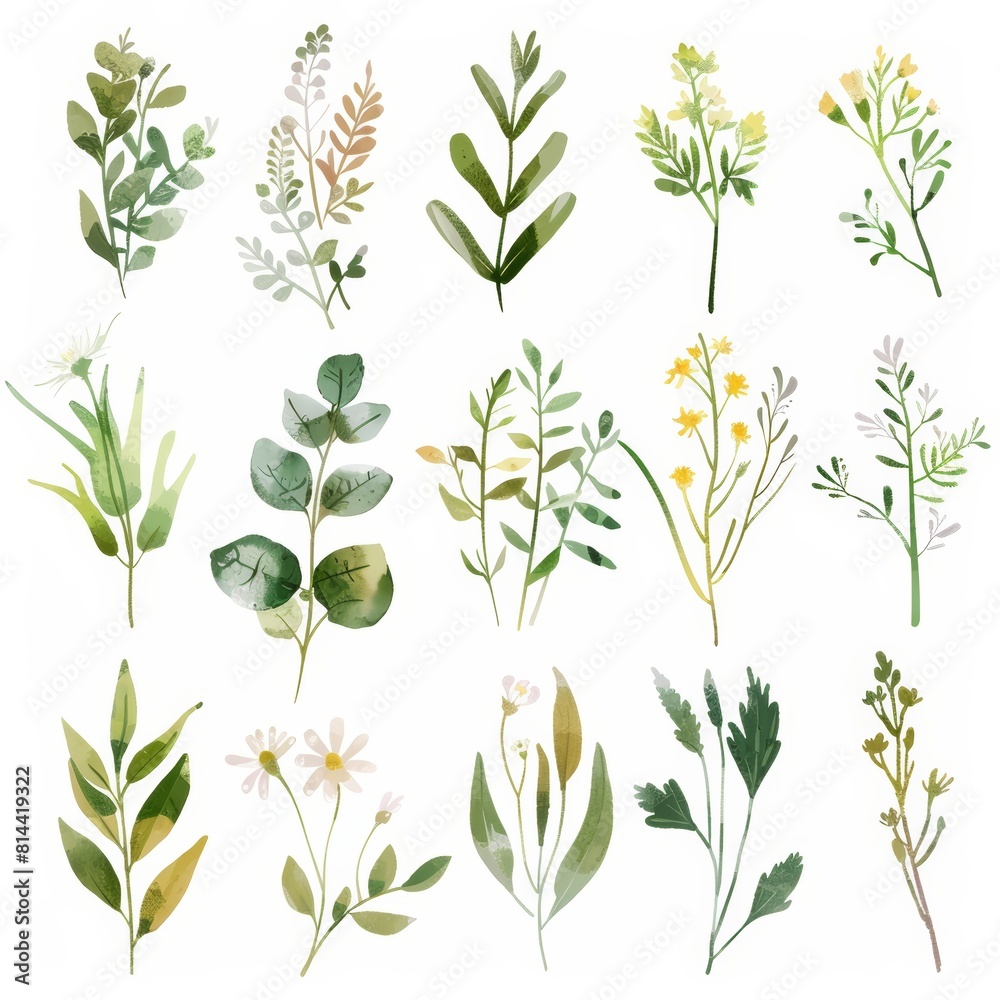 Spring Herbs Flat Lay Composition for Healthy Living Generative AI