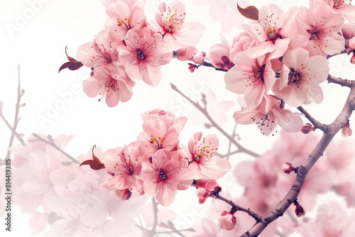 Delicate Pink Cherry Blossom Wedding Invitation Background Generative AI