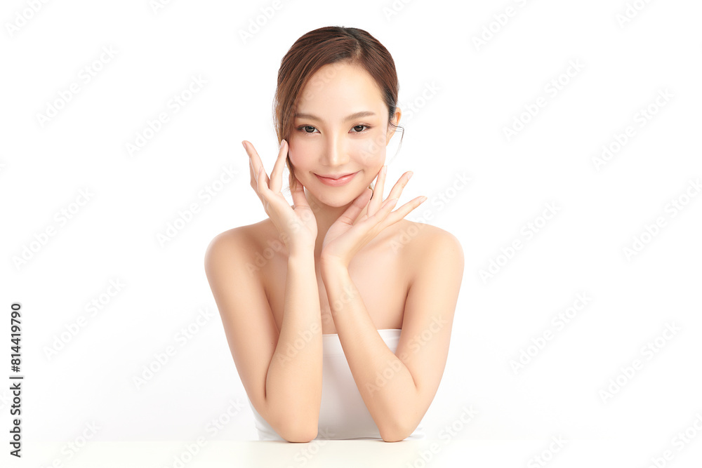 Beautiful young asian woman with clean fresh skin on white background, Face care, Facial treatment, Cosmetology, beauty and spa, Asian women portrait. Beautiful young asian woman with clean fresh skin on white background, Face care, Facial treatment, Cosmetology, beauty and spa, Asian women portrait.