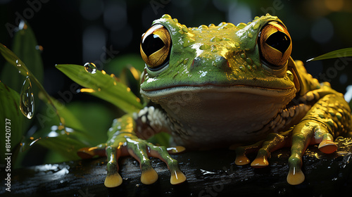 mesmerizing details of a frog in this breathtaking close-up footage. Observe the frog s graceful movements and the textures of its skin  capturing the essence of the frog s charm and elegance.