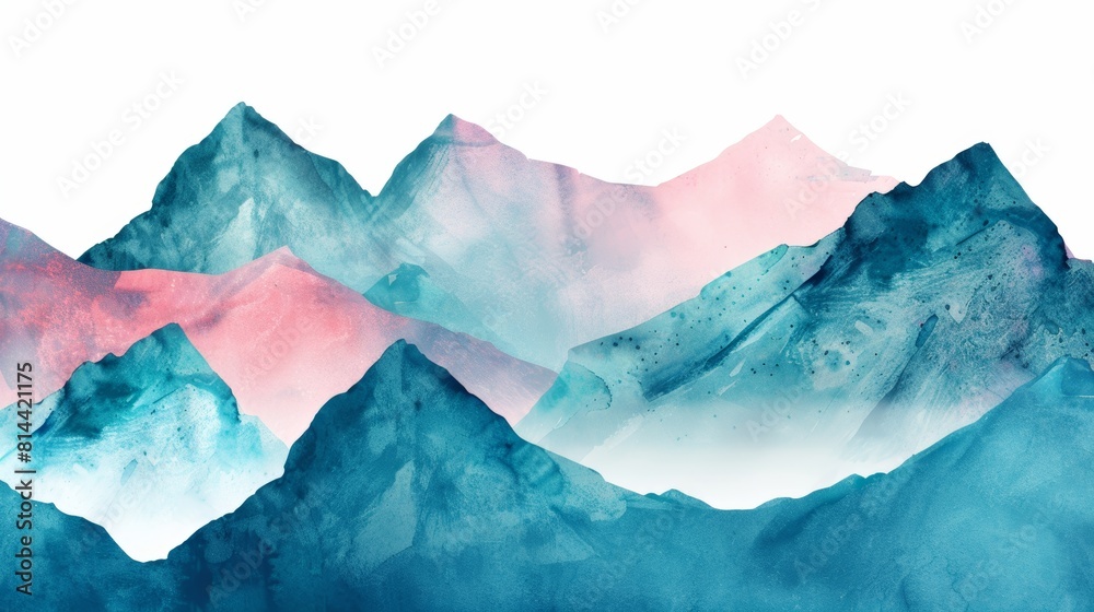 Fototapeta premium Watercolor Mountain Range Landscape Generative AI