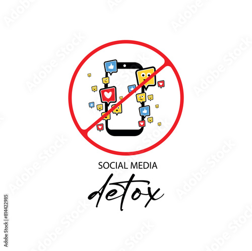 social media detox sign on white background	