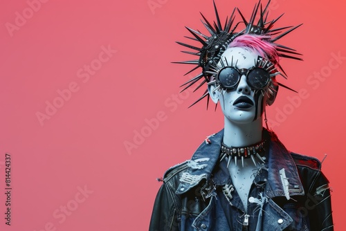A display of mannequin clothing with a punk rock theme