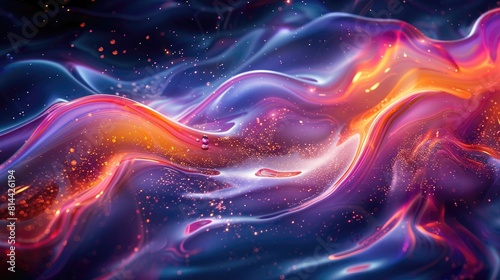 Energetic Paint Swirl with Bright Transparent Purple and Orange Stripes for a Vibrant Look