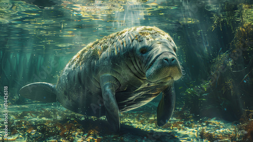 Amazonian manatee underwater