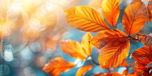 Beautiful orange and golden autumn leaves background
