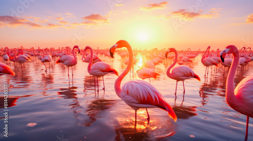 Africa. Kenya. Lake Nakuru. Flamingo. Flock of flamingos. The nature of Kenya. Birds of Africa. photo