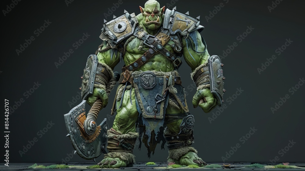 Orcish legend flat design front view epic saga theme 3D render Complementary Color Scheme, Orcish legend flat design front view epic saga theme 3D render Complementary Color Scheme,