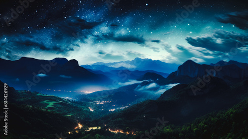 Beautiful night landscape with stars over the water. Beautiful Milky Way in the sky on a summer day