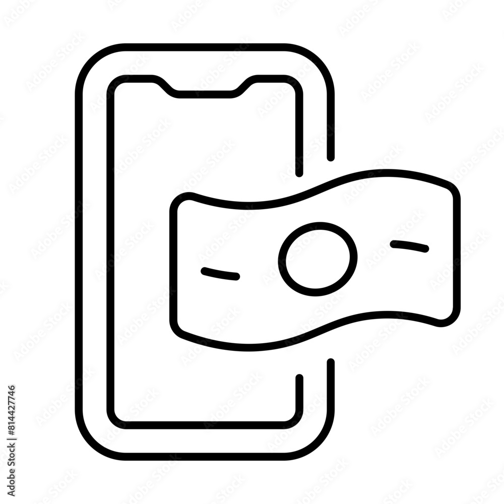 Digital Payment Icon With Thin Line Style
