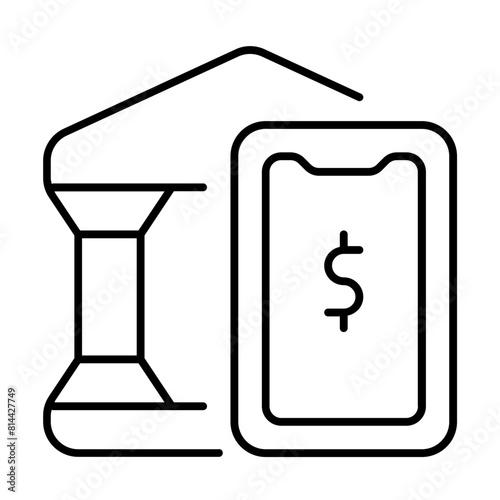 Online Bank Icon With Thin Line Style