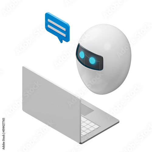 AI chatbot assistant, automatic reply message, 3d illustration, not AI generated, transparent background
