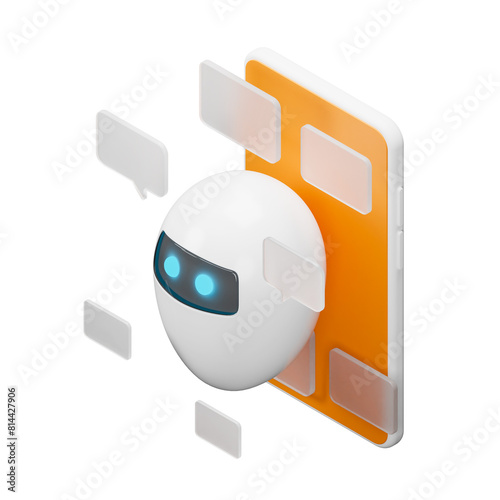 Ai assistant and bubble speech, 3D illustration, not AI generated, transparent background