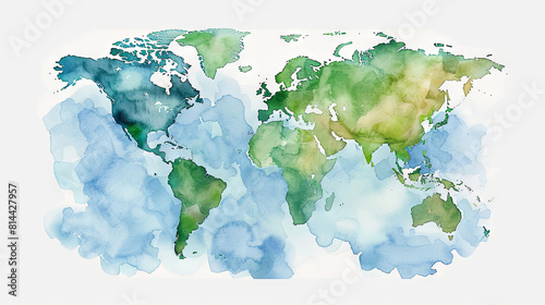 Fototapeta Naklejka Na Ścianę i Meble -  watercolor illustration of world map