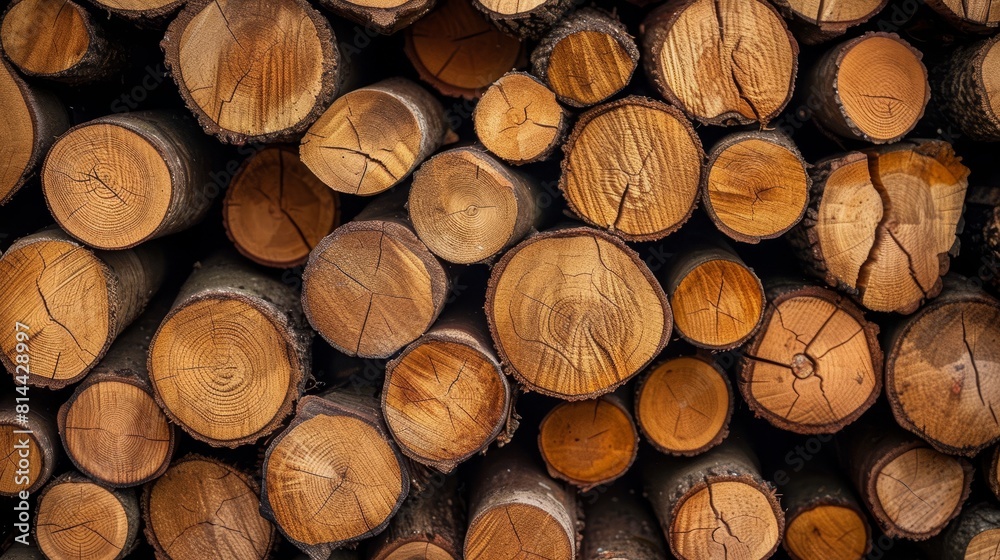 Textured pattern of stacked wood logs, suitable for backgrounds in rustic or natural-themed projects. Textured pattern of stacked wood logs, suitable for backgrounds in rustic or natural-themed projects.