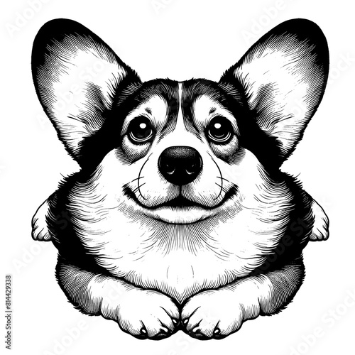 Hand drawn cute Corgi in full-body, vector sketch isolated on transparent background.