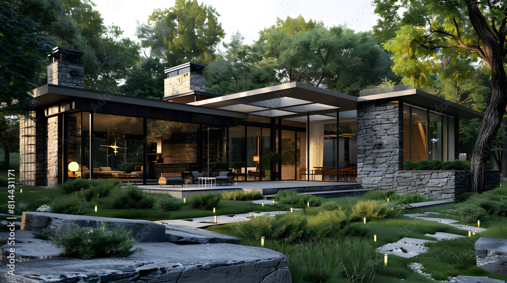 house in the garden, modern villa house in the garden, modern villa