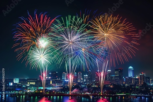 Fourth of July fireworks in downtown Cincinnati, Ohio.