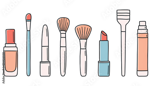 make up brushes and lipstick