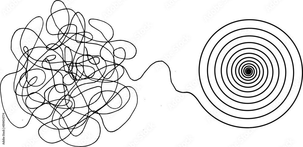 Vektor Linie Symbolik - Vom Chaos zur Struktur - Optimierung und Verbesserung - Lösung Effekt Ordnung - Brainstorming Verarbeitung
