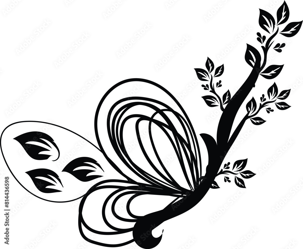 Obraz premium linear flat butterfly outline collection