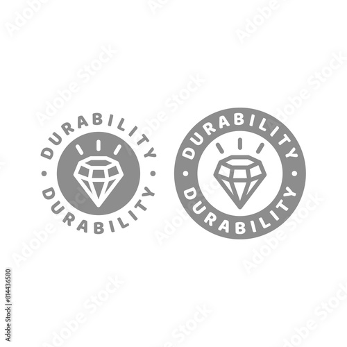 Durability with diamond vector label. Durable material or product stamp sticker.