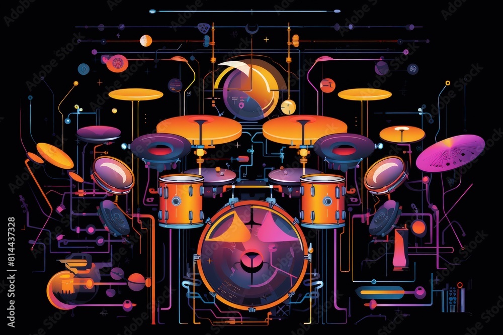 Fototapeta premium Illustration of a drums with colorful
