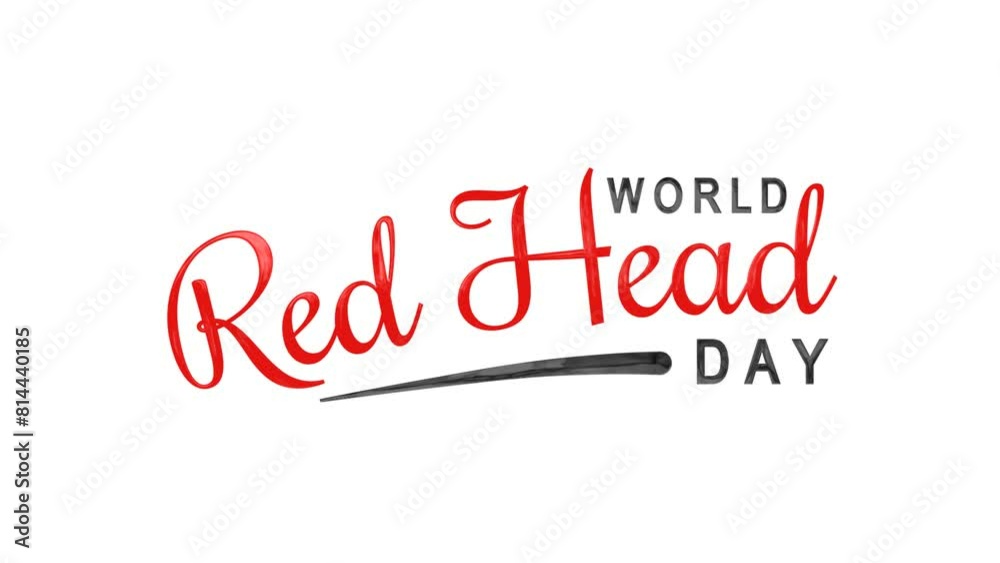 World Red Head Day Text Animation. Great for Red Head Day Celebrations with transparent background, for banner, social media feed wallpaper stories World Red Head Day Text Animation. Great for Red Head Day Celebrations with transparent background, for banner, social media feed wallpaper stories