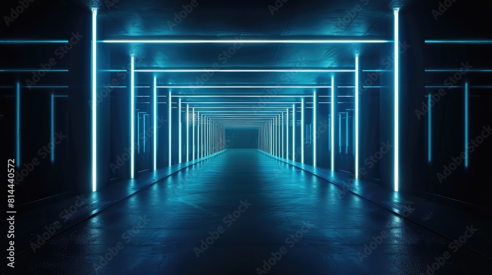 background with lights , 3d render, abstract neon background, square shape, pink glowing lines, corridor, ultraviolet light, virtual reality space
