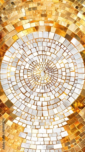 Intricate Mosaic Tile Pattern in Radiant Gold and White Reflecting Ancient Opulence