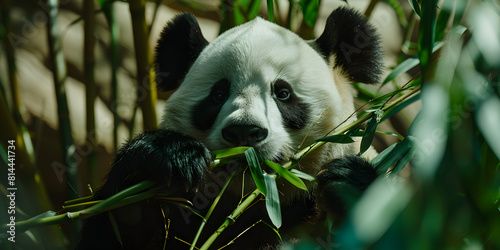 T  tulo Panda fofo comendo bambu