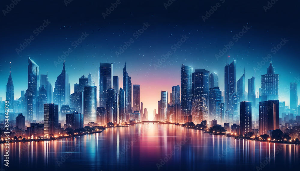 Bustling City Lit Up at Night Bustling City Lit Up at Night