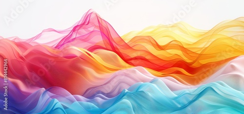 Vibrant Color Waves on White Background for Artistic Designs Generative AI