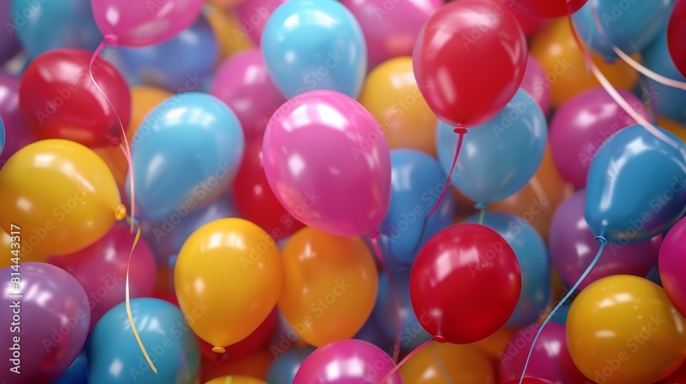 A vibrant display of colorful balloons floating in the air, creating an atmosphere filled with joy and celebration for birthday party or other events A vibrant display of colorful balloons floating in the air, creating an atmosphere filled with joy and celebration for birthday party or other events