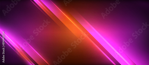 Dynamic neon glowing lines geometric techno background. Vector illustration