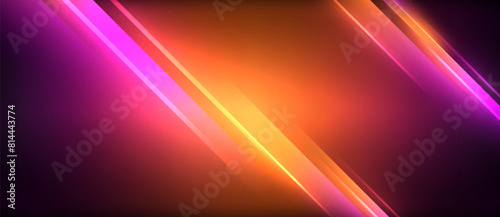 Dynamic neon glowing lines geometric techno background. Vector illustration