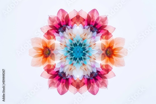 Whimsical kaleidoscope photo on white isolated background