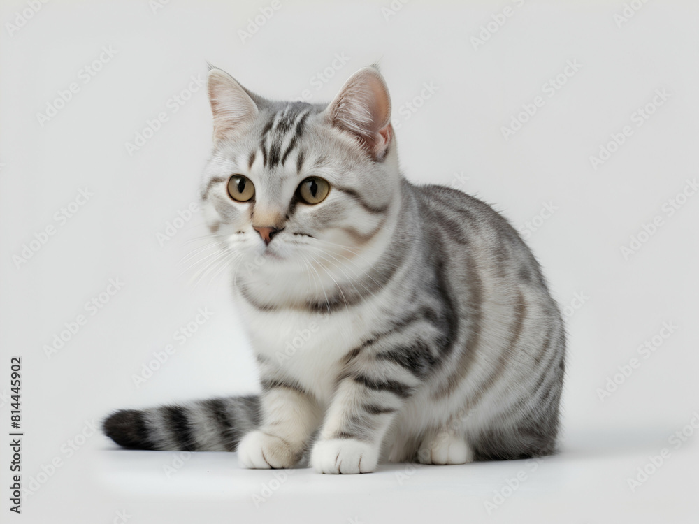 American shorthair portrait on white background, american shorthair kitten on white background