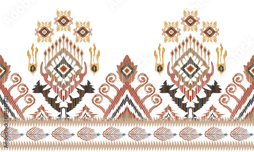 Hand draw Ikat paisley embroidery.geometric ethnic oriental seamless pattern traditional.Aztec style abstract vector illustration.great for textiles, banners, wallpapers, wrapping vector design.