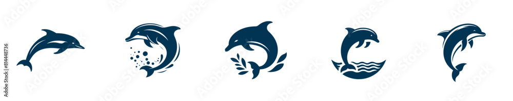 Fototapeta premium 5 set silhouette designs dolphin