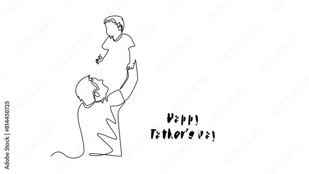 Self drawing animation of one single line draw Happy father's day. concept. Full length animation illustration. Self drawing animation of one single line draw Happy father's day. concept. Full length animation illustration.