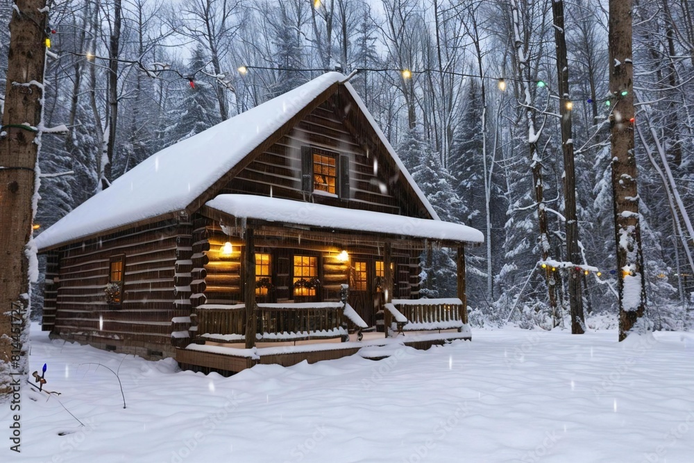 Winter Wonderland: Falling Snowflakes and Christmas Lights