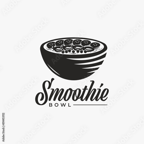 Vintage of smoothie bowl logo design on white background