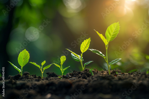 A conceptual image showcasing the growth of green investments, symbolized by a leaves, indicating profitable returns from sustainable and eco-friendly business ventures  photo