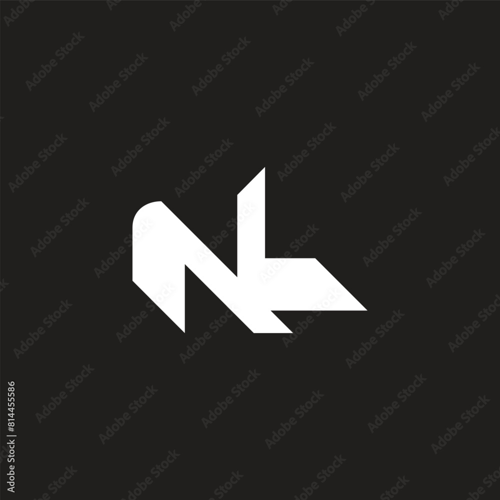 Fototapeta premium letter nl simple linked geometric logo vector