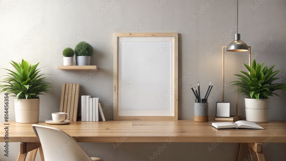 Neutral Office Desk Frame Mockup: A frame mockup placed on a neutral-toned office desk, offering a simple and professional presentation option for displaying images in a workspace setting.
Neutral Office Desk Frame Mockup: A frame mockup placed on a neutral-toned office desk, offering a simple and professional presentation option for displaying images in a workspace setting.