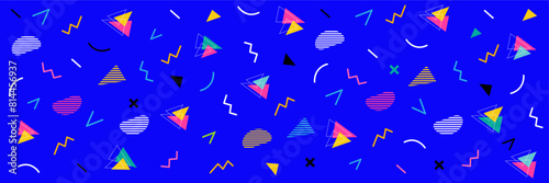 Colorful background with geometric shapes 80s  90s style