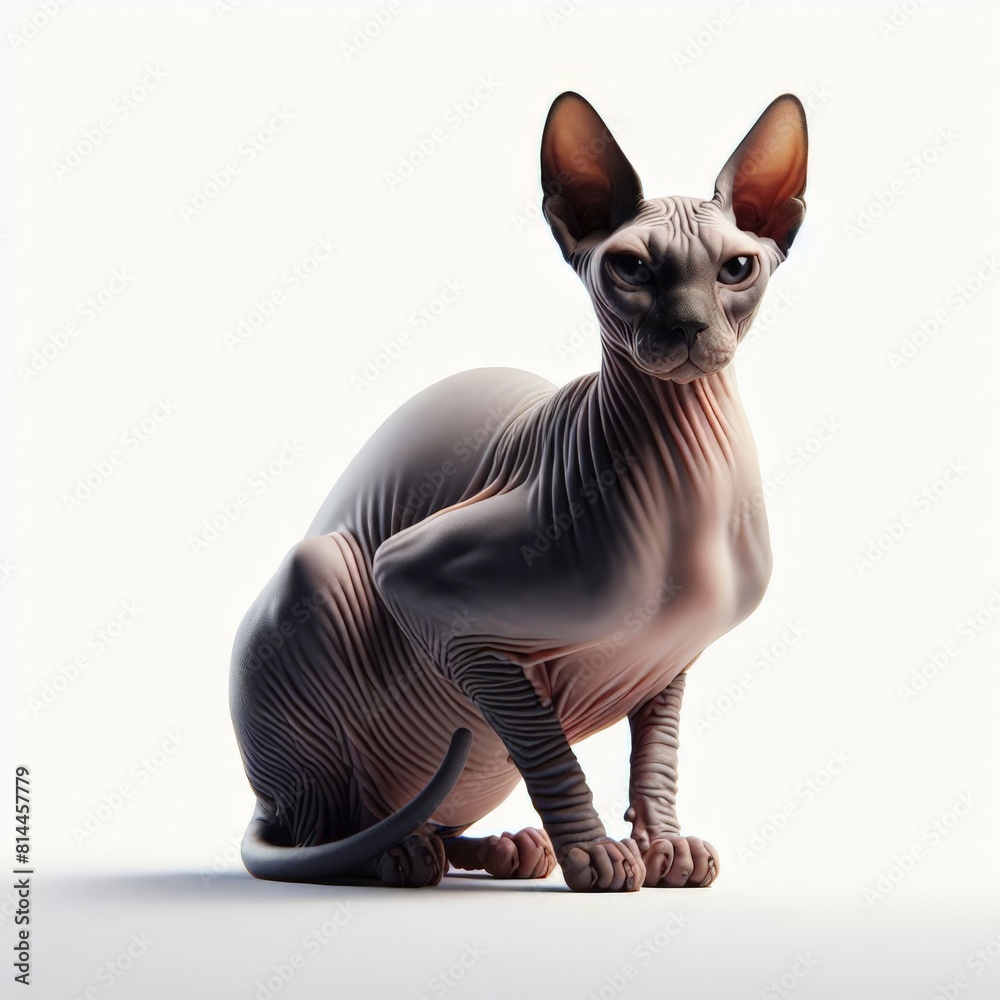 Image of an isolated sphinx cat against a pure white background, ideal for presentations
