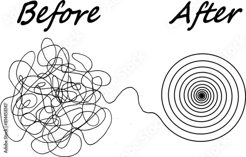 Vektor Linie Symbolik - Vom Chaos zur Struktur - Optimierung und Verbesserung - Lösung Effekt Ordnung - Brainstorming Verarbeitung und Consulting